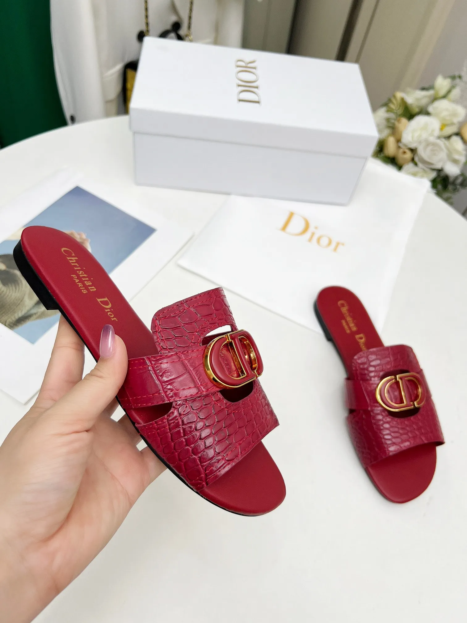 👟👟Ex-factory price 360👟👟 Genuine leather base +30 Dior spring and summer new model 6 colors optional code size 35-42